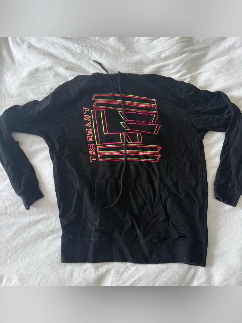 LF Black Hoodie with Neon Pink and Neon Yellow Graphic